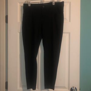 Maurice’s size large short. Black pants. Can dress up for work or down.